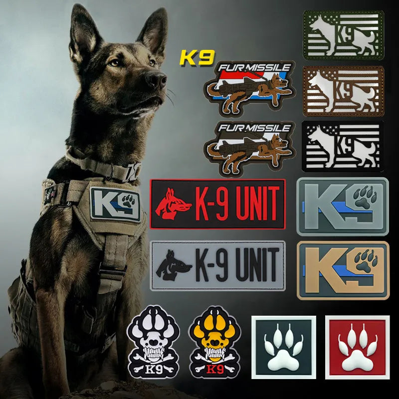 3D PVC K9 Rescue Service Dog Dog Hook e Loop Patch Badge Luminous Tactical Backpack Bashpack Abbigliamento Assicatore riflettente