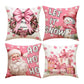 Pink Christmas Pillowcase Cartoon Santa Claus Bed Throw Pillow Cover Decorative Sofa Cushion Cover Christmas Decoration 45*45cm