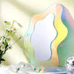 Rainbow Acrylic Mirror Irregular Wave Shaped Mirror Aesthetic Vanity Mirrors Rustic Wall Decorative Makeup Mirror Wall Decor