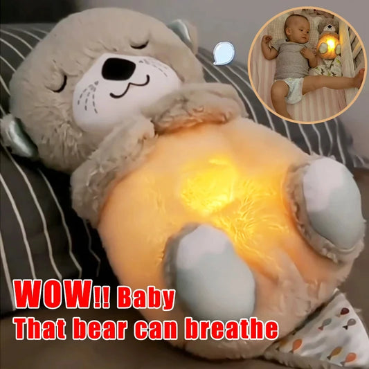 Breathing Bear Baby Luimante Otter Plush Boll Toy Kids Lascing Music Baby Sleeping Companion Sound e Light Bollo Toy Regalo giocattolo