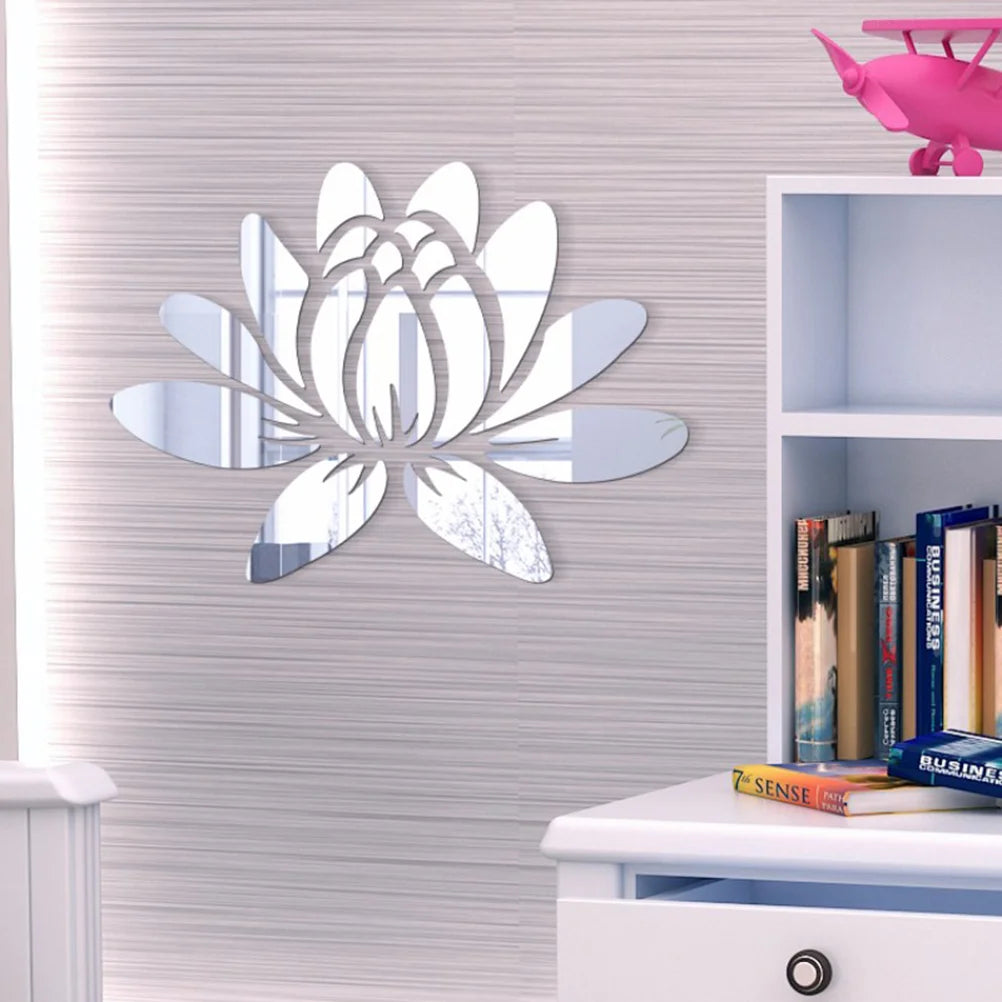 Calcomanías de pared de espejo 3D espejo calcomanías de pared de flores calcomanías de espejo extraíbles pegatinas de pared decoración del hogar