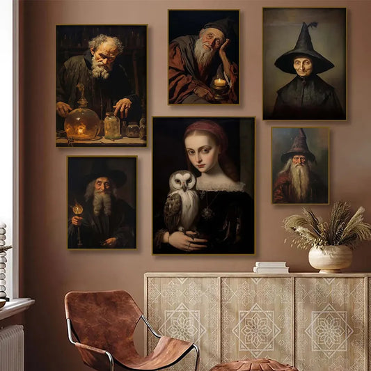 Dark Academia Art the Witch Wizard Poster Impresiones para la sala de estar Decoración del hogar Magia Gótica Mundo Pintura Arte de pared