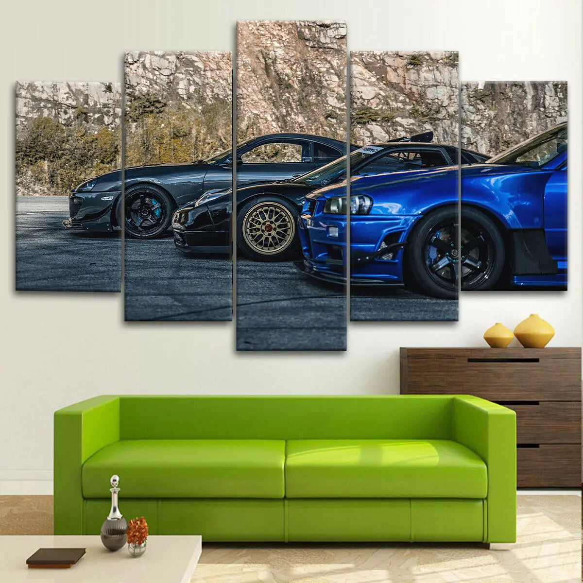 5 Pieces Wall Art Canvas Decor JDM Skyline NSX Supra Sports Car Poster Painting Living Room Wallpaper Bedroom Home Decoration