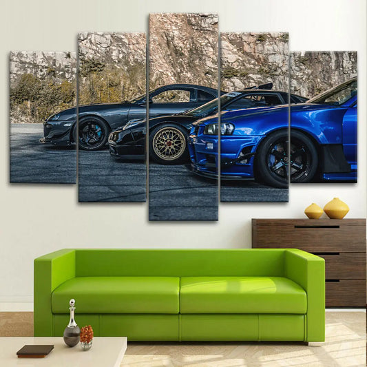 5 piezas de arte de arte de pared decoración JDM Skyline NSX Supra Sports Car Pinting Sala de estar