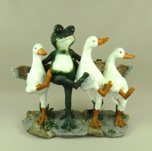 Rustic Style Dancing Frog Statue Handmade Resin Gooses Sculptures Novelty Home Decoration Gift and Craft Ornament Furnishing