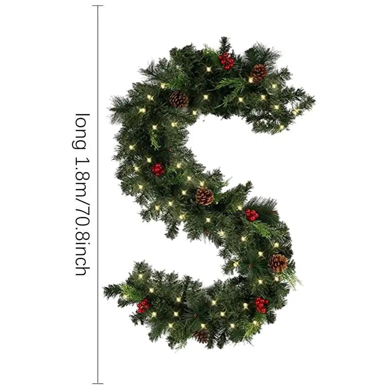 Artificial Christmas Garland with Pinecones Red Berries Christmas Wreaths for Xmas Party Fireplaces Stairs Christmas Wreath