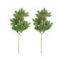 2pcs Realistic Pine Needle Branch Greenery Picks + Pinecone Red Berries Christmas Garland Sprig Wedding Wreath Home Decor 47cm