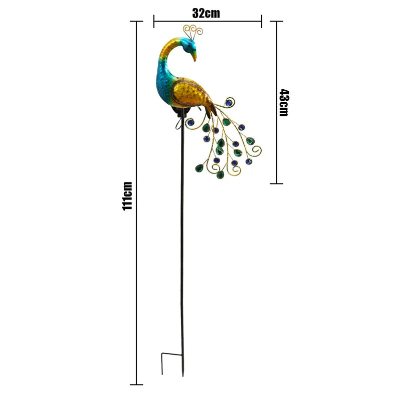 LED Outdoor Solar Peacock Lampe Metall Peacock Statue eignet