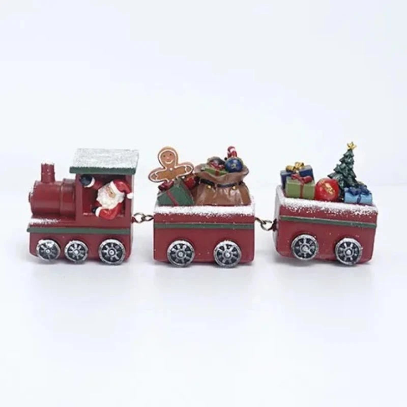 Christmas Figurines Resin Santa Claus Drive Car Train Gingerbread Man Christmas Toys New Year Gift Art Crafts Xmas Decoration