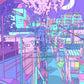 80S Neon City Street Vaporwave Canvas Póster de la calle coreana Anime Pintura decorativa Arte de pared estampados para la habitación Kawaii Decoración de la habitación