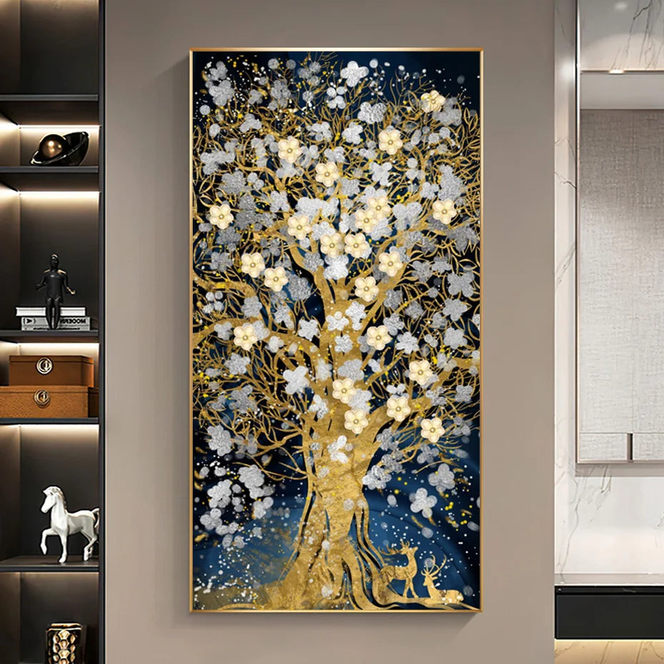 Luxury moderno abstracto de oro fortuna carteles de arte de pared pintura pintura Imágenes de estampado Sala de estar Interior Decoración del hogar