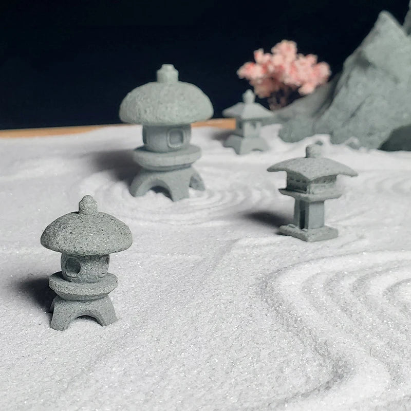 Retro Gazebo Lanternas Chinesas Mini Pagoda Modelo Decoração de Pedra Miniatura estátua de estátua de arenito Home Garden Decor Acessórios