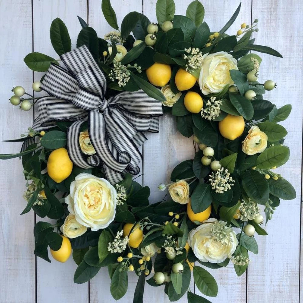 Fall Pumpkin Garland Artificial Eucalyptus Garland with White Pumpkins Pinecones Berries Foliage Lemon Garland Wedding Decor