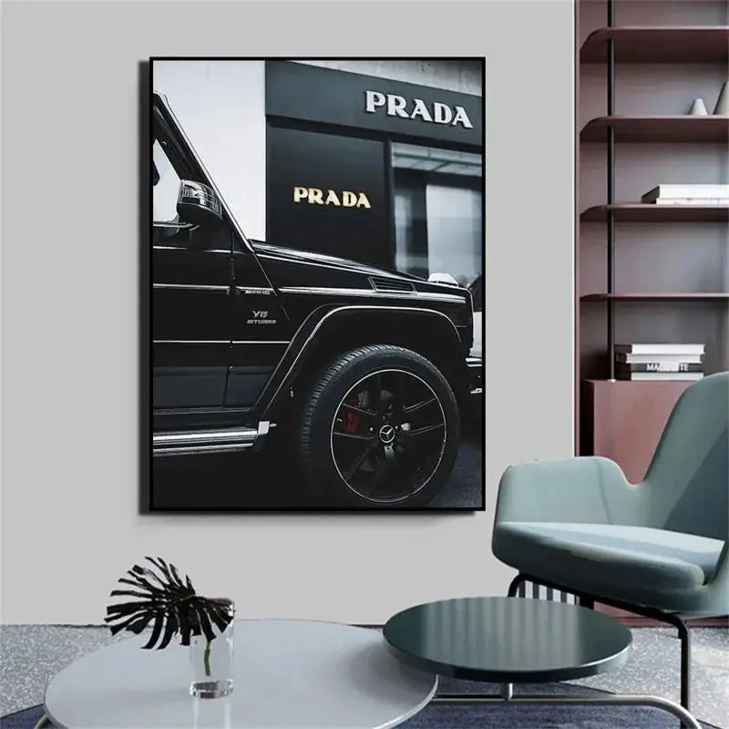 Nordic Classic Retro Aesthetics Street Luxury Car Black And White Style HD Oil On Canvas Posters And Prints Home Bedroom Decor