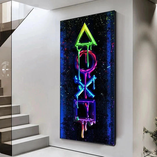 Dipinto di tela di graffiti per decorazioni per la casa, sala giocatore di PlayStation, poster e stampe di gioco dell'arena, arte della parete, immagini per camera da letto