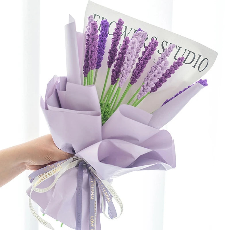 1 pc afgewerkt gehaakte lavendel Bouquet kunstmatige gebreide bloem afgewerkt lavendel bouquet Mother's Day cadeau dia de la madre 꽃 다발 다발 다발 다발