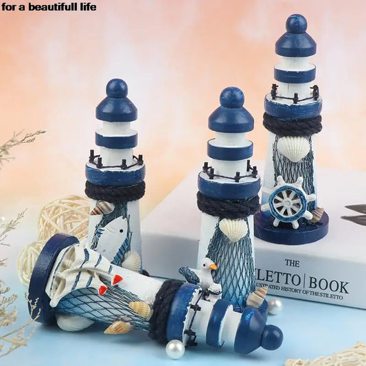 Novo 1pc Pequeno Lighthouse Sea Decoração de barcos decorativos Decoração de decoração Resina Decoração náutica com tema náutico Adorno