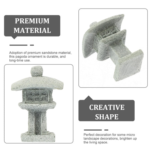 4 PCS Zen Garden Decor Mini ornamentos Pagoda estátua de areia de areia de areia de areia