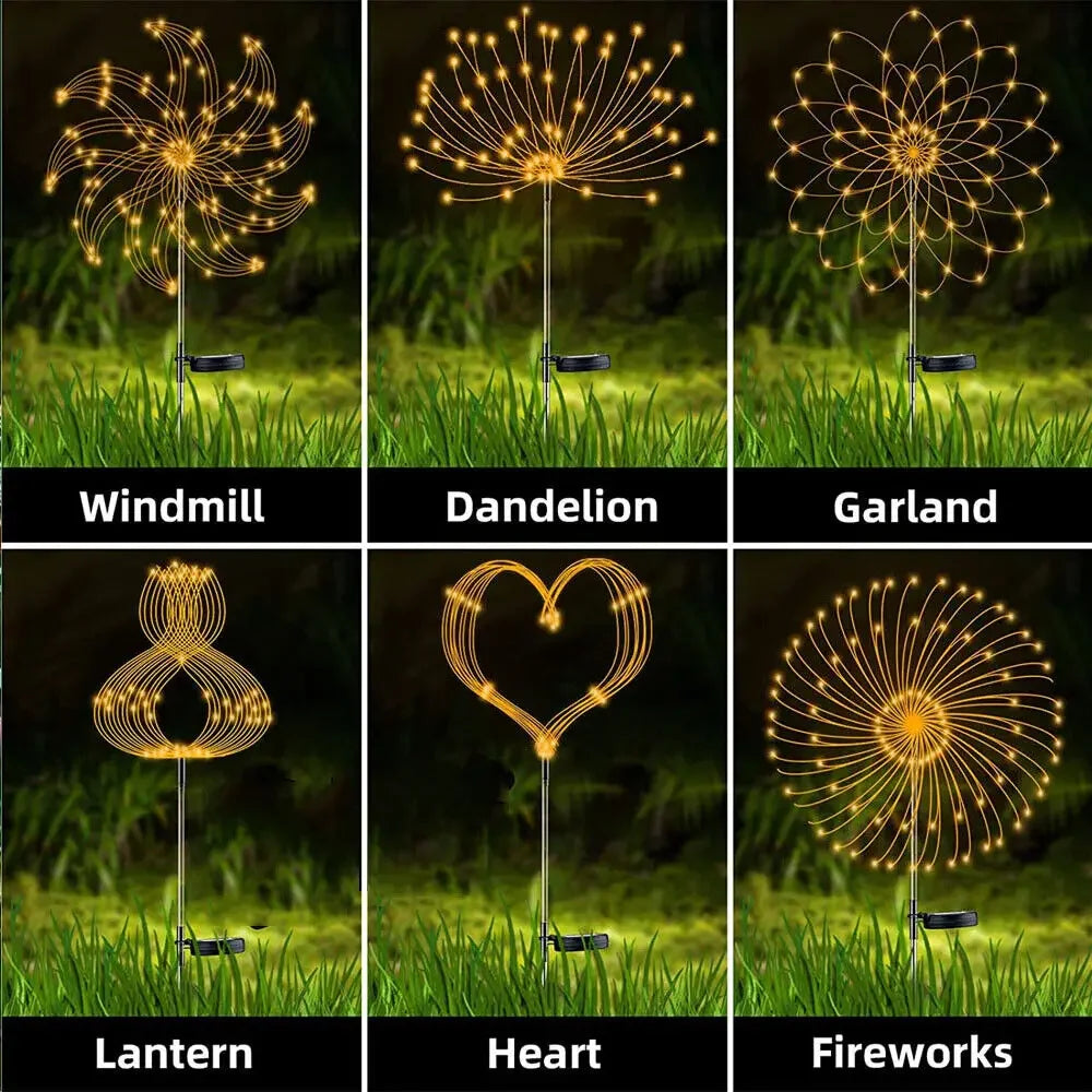 LED Solar Feuerwerk Lichter Garten Dekoration Fee Lichter wasserdichte Löwenzahnlampe für Gartenlandschaft Rasendekoration im Freien