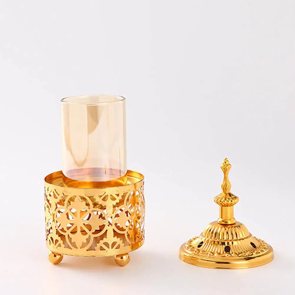 Queimador de incenso de metal Hollow Golden Tower Oil Burner Vintage Censer Holder Home Fragrance Products