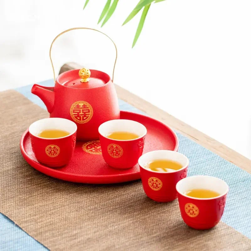 Céramique rouge ménage Set Boutique Ta Pot et tasse Ensemble de tas