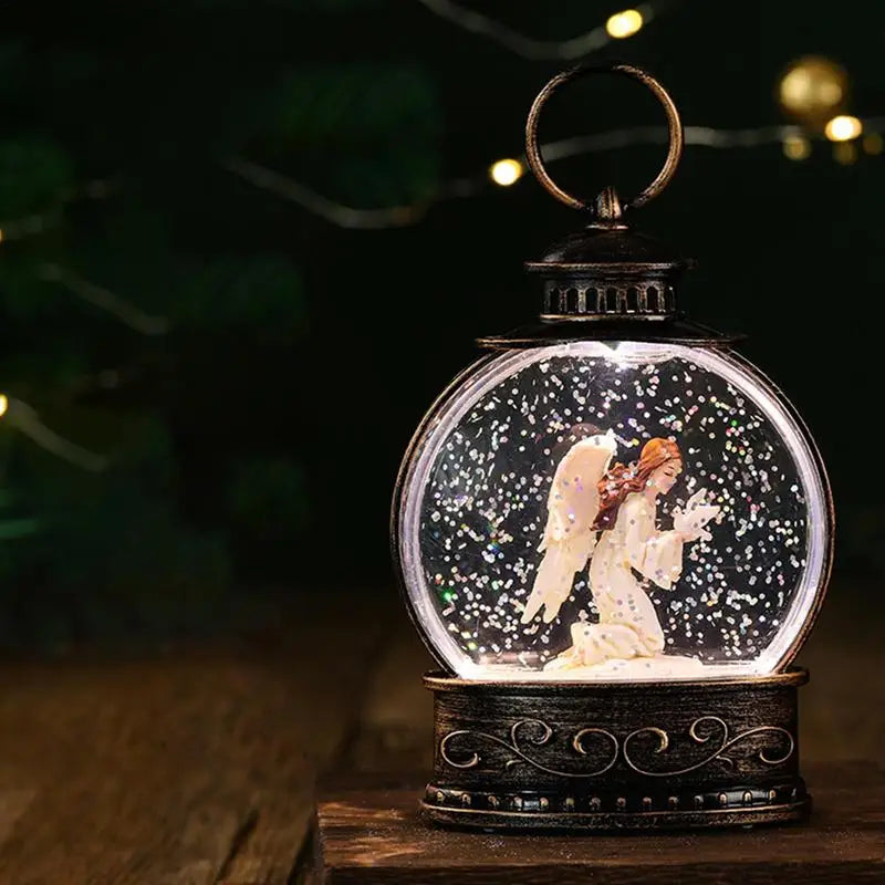 Christmas Snow Globes Lighted Snow Globe Lantern Battery Powered With Swirling Glitter Christmas Festive Snow Globe Lantern