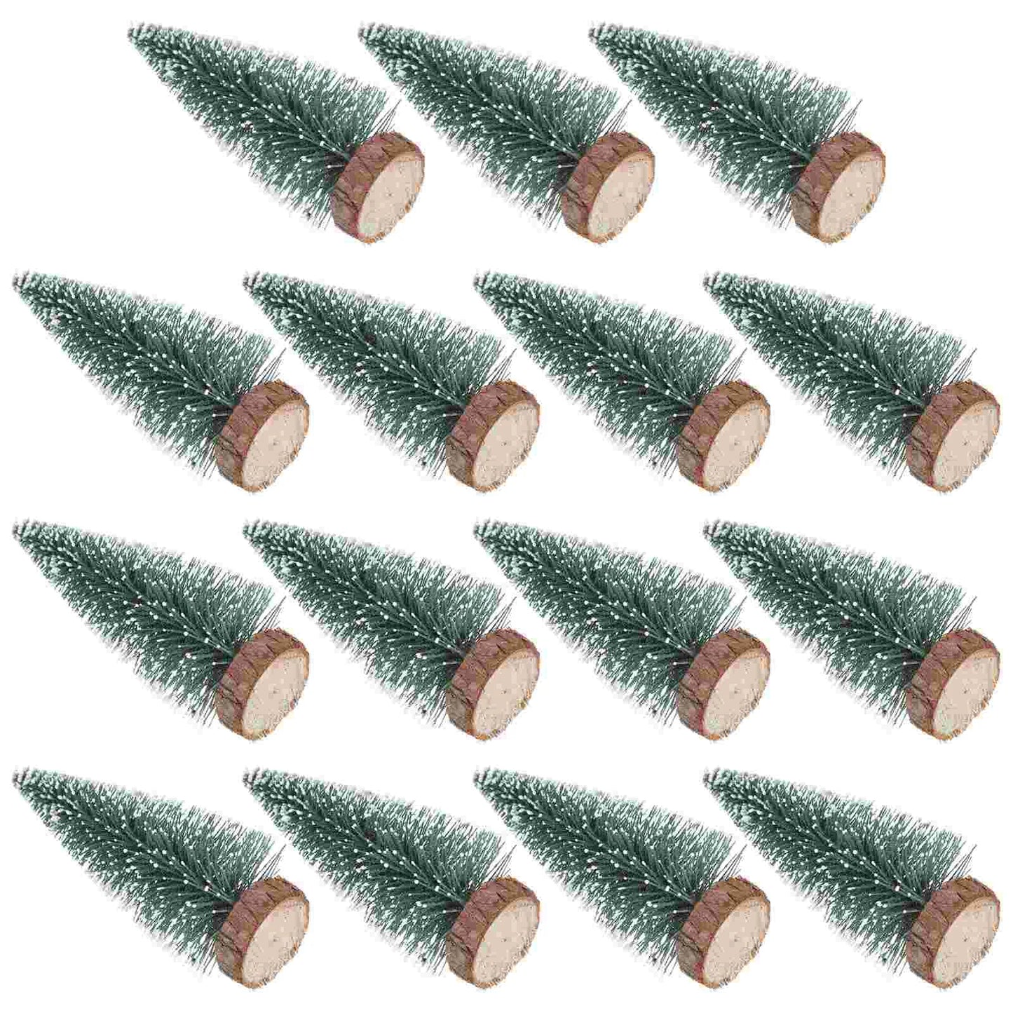 15 Pcs Mini Christmas Party Decos Tree Artificial Sisal Holiday Gifts Fake Whited Cedar Tabletop Decorative Small Pine Desktop