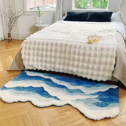 Alfombra de ola estética Antislip Alislip alfombra baño Azul de mar Azul Decoración de la casa de la alfombra del mar de la casa de la casa del niño