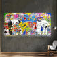 Pop Art Wall Street Graffiti Canvas Pintura Arte impresa Decoración moderna del hogar Moderno Tamaño Gran tamaño Lienza