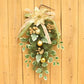 Merry Artificial Christmas Wreath Happy New Year Party Teardrop Golden Flower Wreaths Home Hanging Pre Lit Berries Tools