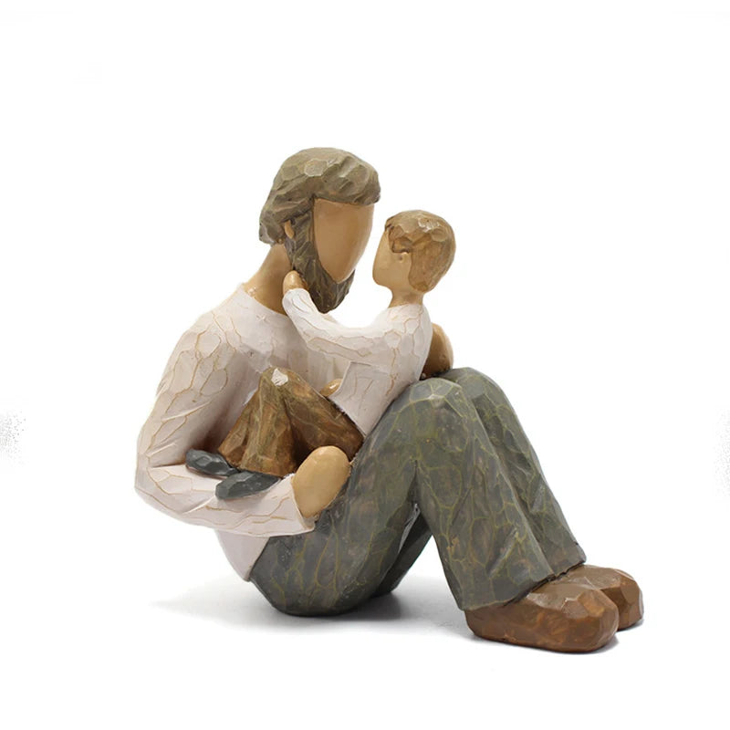 2023 Neues Harz Vater und Sohn Skulpturen Kreatives Handwerk Familienfigur Statue Künstler Heimdekoration Memorial Day Vaters Geschenk des Vaters