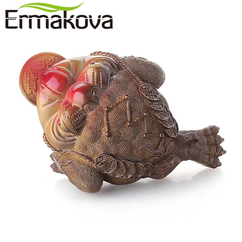 Ermakova 3 Estilos diferentes resina resina cor de cor de cor de dinheiro da sorte Fatuagem de sapo com moeda feng shui tea animal de estimação ornamento