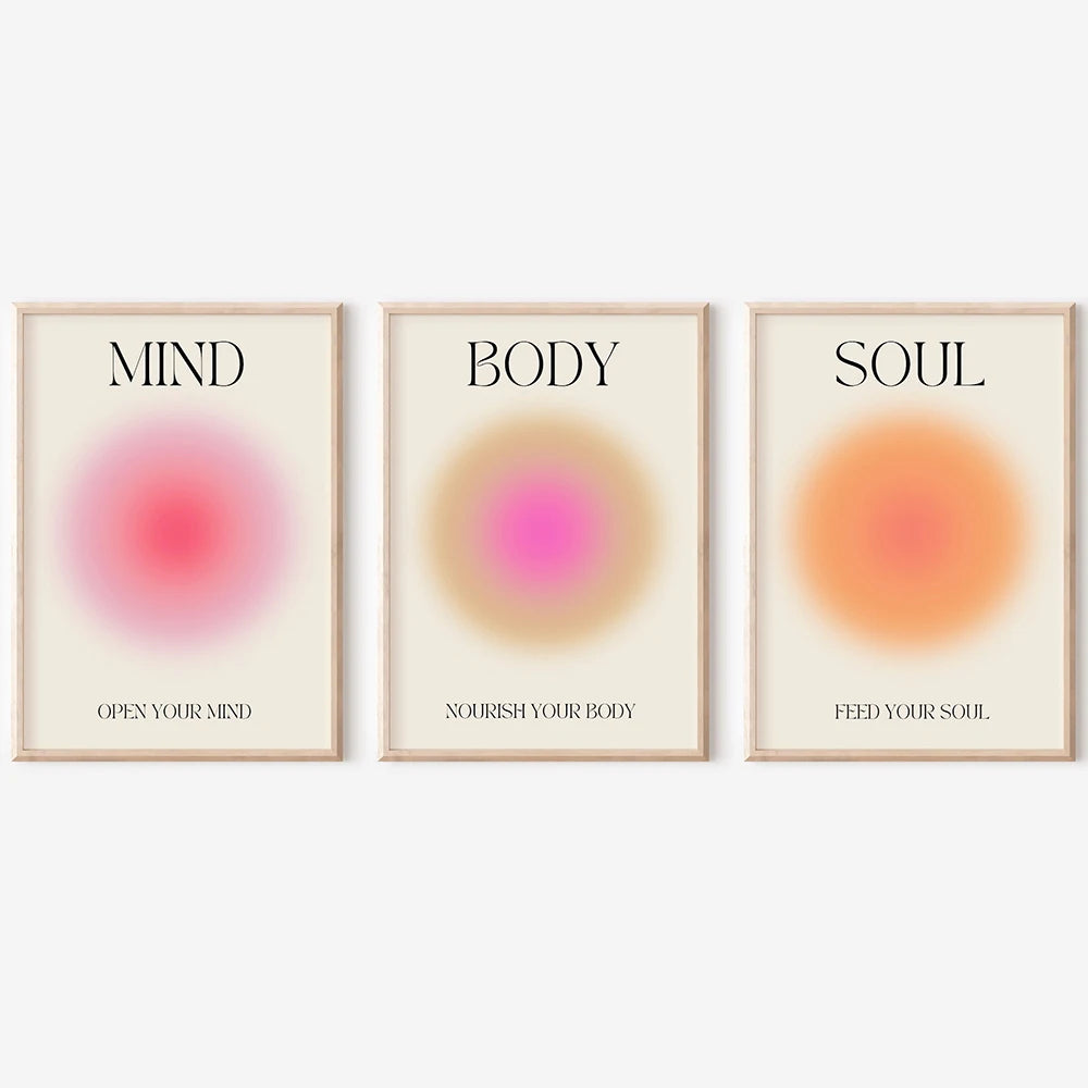 Mind Body Soul Print positive Aura Energy Poster Trendy Gradient Spirituelle Wandkunst Leinwand Malerei für Wohnzimmer Wohnheimdekoration