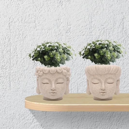 Buddha Head Flower Pot Provine per sculture per esterni Buddhismo regalo bonsai statue ornamenti vaso di fiori per la scrivania da cucina da giardino casa