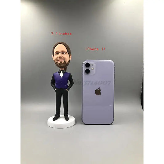 التماثيل صور مخصصة بوليمر كلاي تمثال النحت الدمى Bobblehead كعكة الزفاف توبر شخصية الكرتون DIY بها بنفسك اليدوية