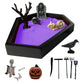 Garden Zen Halloween Coffin Mesa de arena Interior Gótico Kit de jardín zen con cráneo para adornos temáticos Mini paisaje