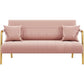 56.5" W Modern Loveseat 2 Seater Sofa Luxurious Velvet Fabric Couch with Gold-Tone Metal Arms and Legs for Bedroom, Studio Pink