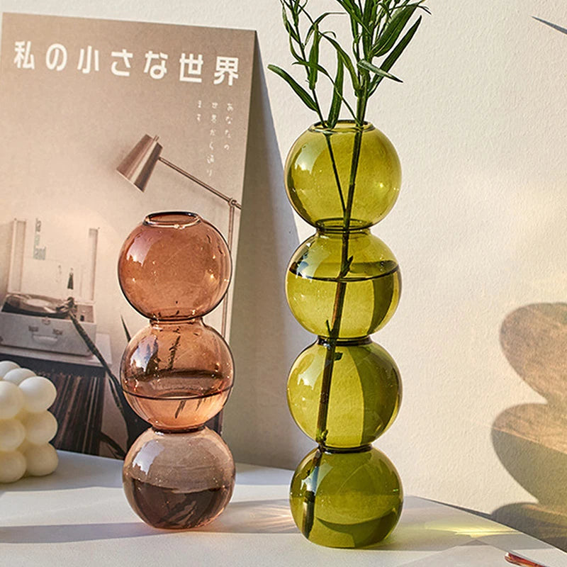 Creative Tomatoes on Sticks Bubble Vase Simple Hydroponics Transparent Simple Home Decor Living Room Colorful Glass Ball Vase