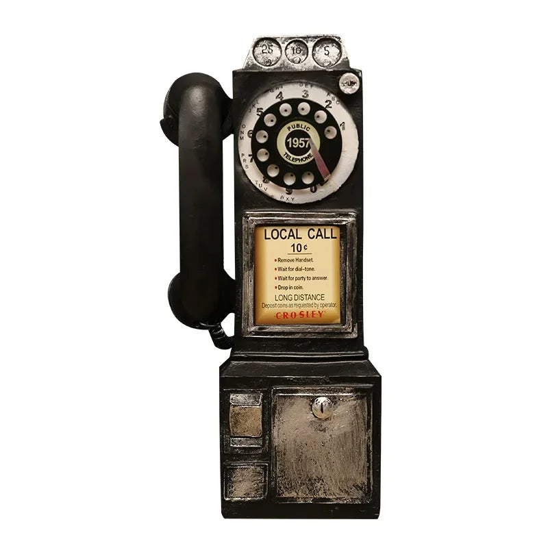 Creativity Vintage Telephone Model Wall Hanging Ornaments Retro Furniture Phone Miniature Crafts Gift for Bar Home Decoration