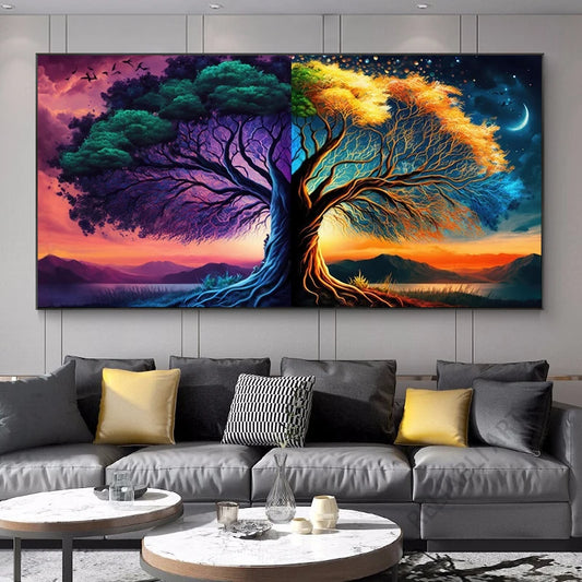 Resumen Fantástico Pintura de lienzo de árbol