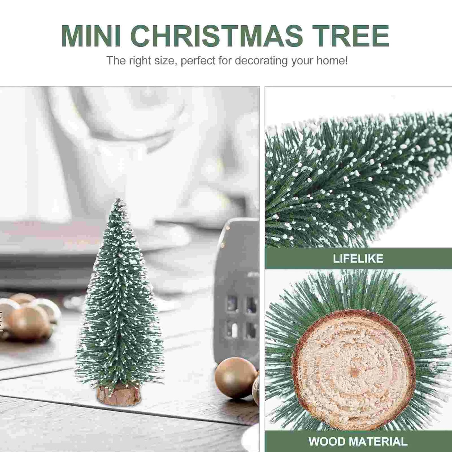 15 Pcs Mini Christmas Tree Small Pine Greenery Decor Fake Party Artificial Desktop Winter Snow Ornament