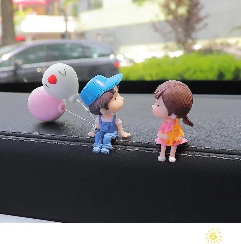 Car Decoration Cute Cartoon Couples Figure Figurines Balloon Ornament Auto Interior Dashboard Accessory for Girls Gifts Supply