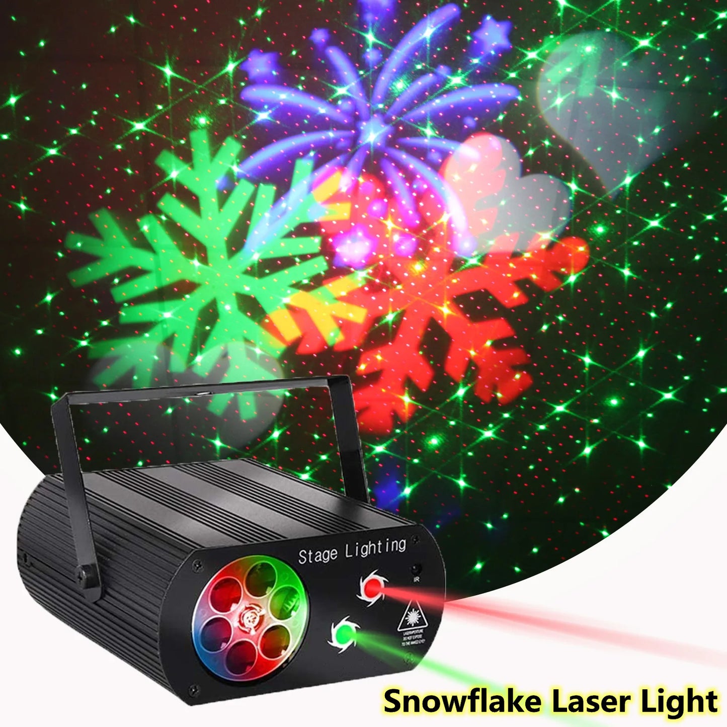 3IN1 60 Patterns Mini DJ Disco Laser Snowflake  Light Aurora Projector USB Rechargeable LED Stage Lighting Effect Party Holiday