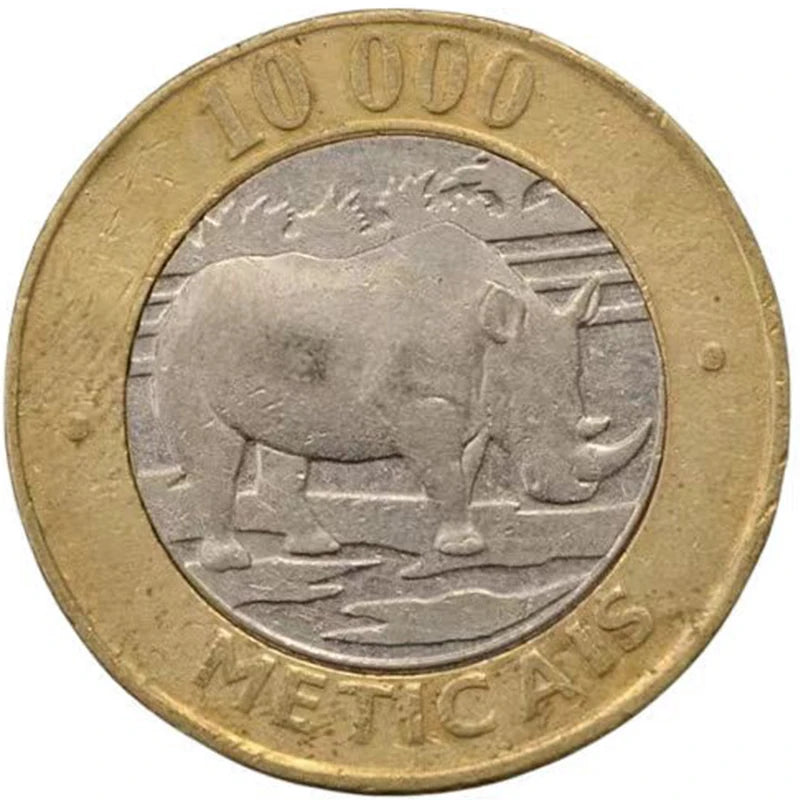 Rhino Moçambique 10000 moeda 2003 diâmetro 27mm 8,04g