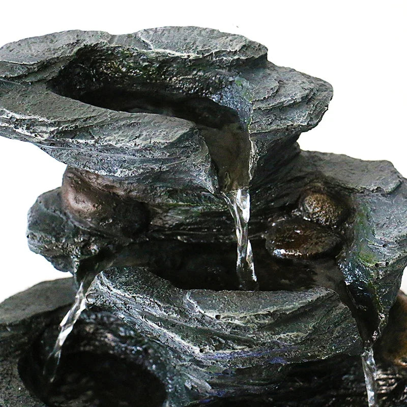 2020 New Resin Decorative Fountains Indoor Water Fountains Craft Desktop Home Decor Rockery Figurines FengShui Water Fountain