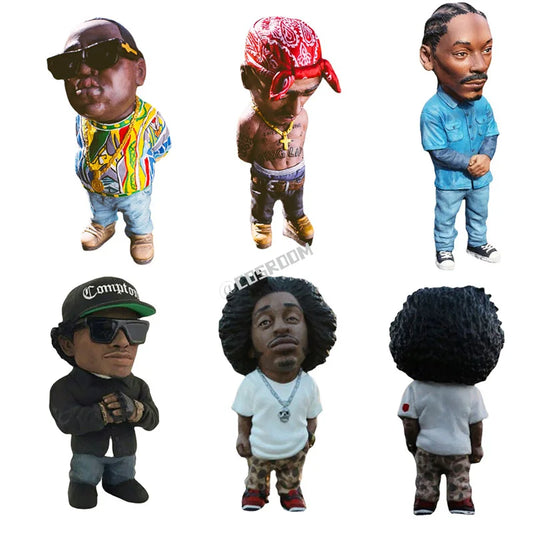 10CM Hip Hop Singer Resin 2 Statue Pac Figurines Rapper Star Sculpture Modern Art Resin Crafts for Desktop Decoration Home Decor