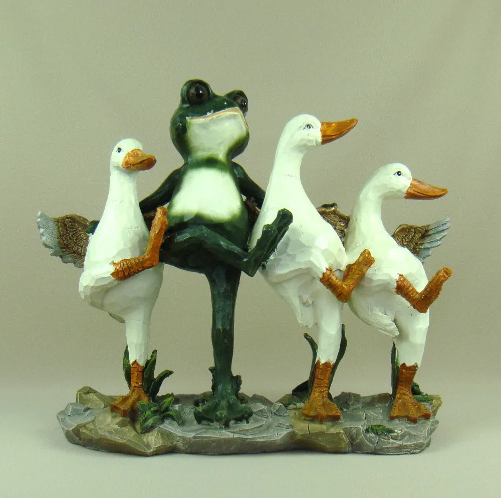 Stile rustico Statue rana statua fatta a mano sculture gooses sculture novità dono della casa e arredamento per ornamenti artigianali