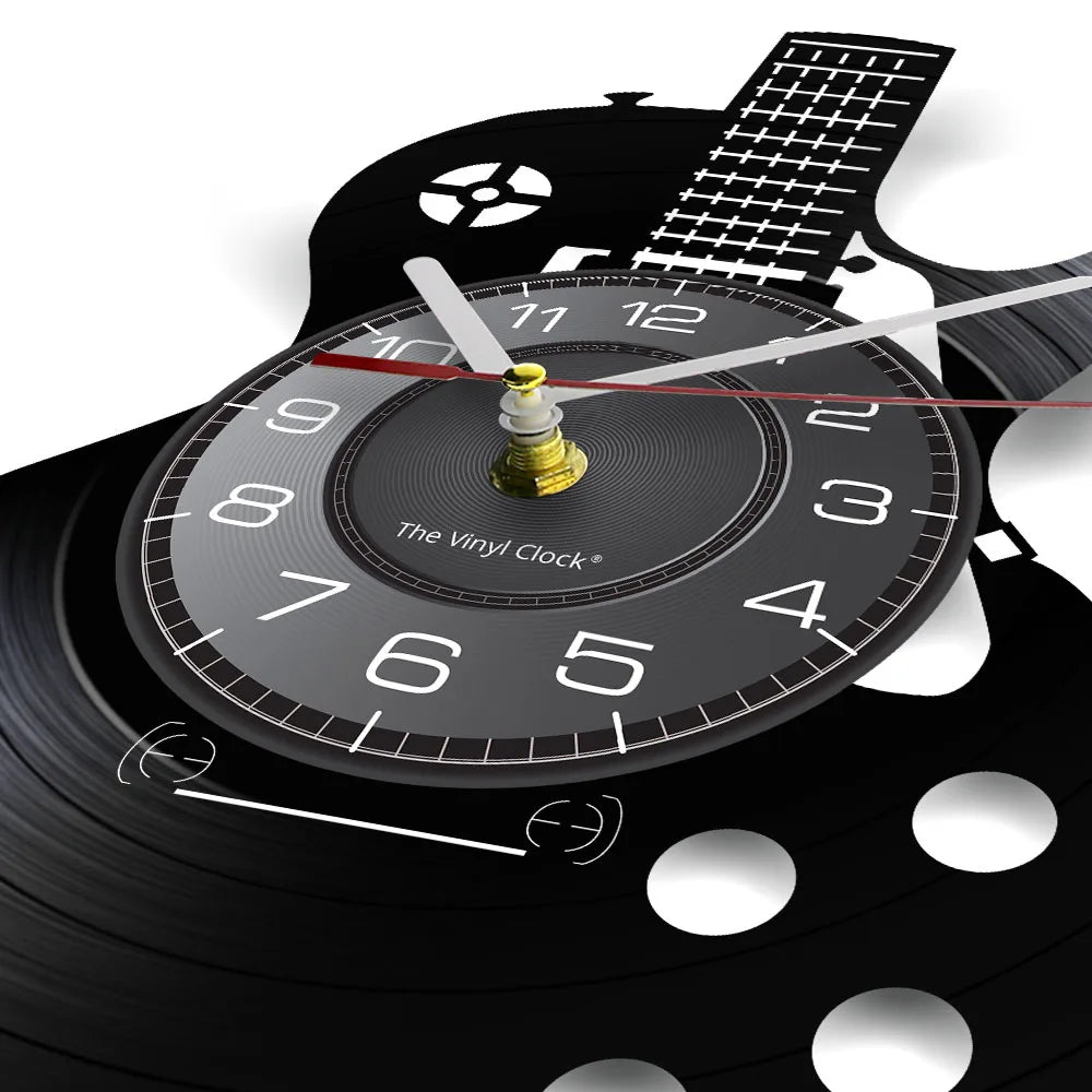 Acustic Guitar Wall Art Wall Clock Musical Strument Musical Home Interior Decor decorazioni da parete in vinile Orologio da parete Rock N Roll Musical Gift