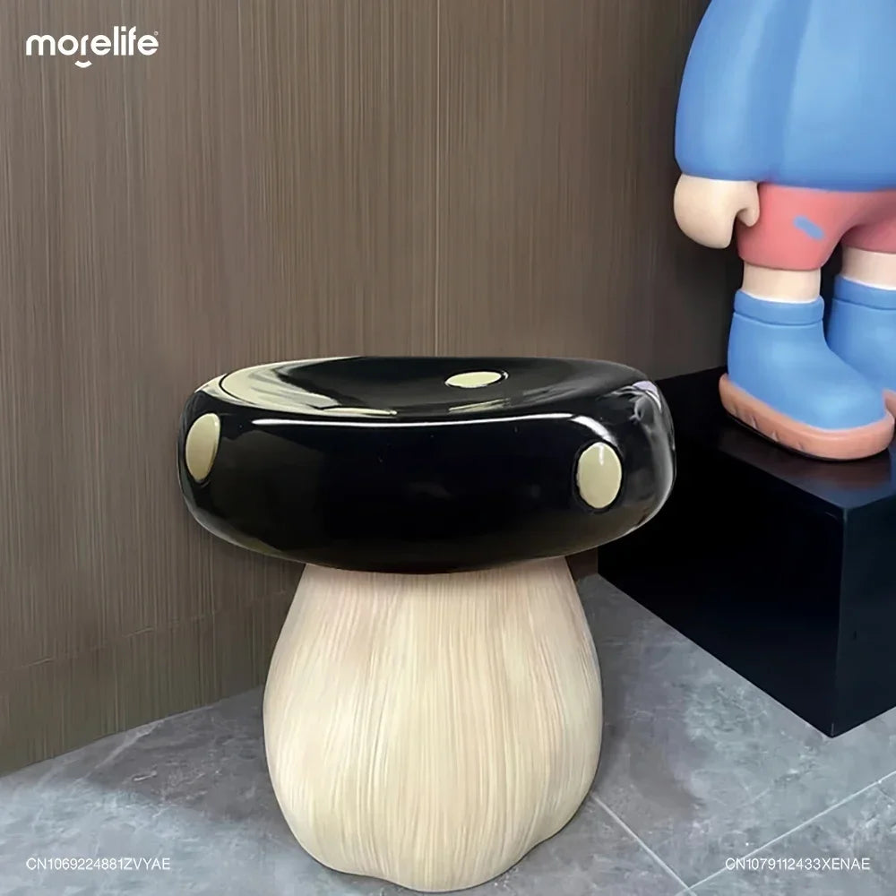 Creative Shoe Changing Stool Fun Circular Mushroom Stools Living Room Sofa Stool Mobile Space Saving Small Footstool Furniture