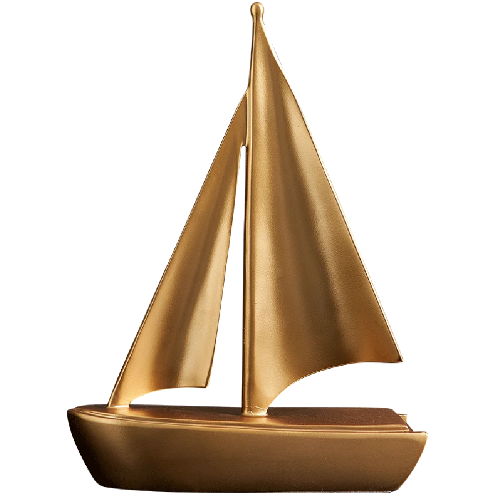 Nordic Gold Sailing Crafts Fatuetas Interior Extravagância Casa sala Decoração Decoração de gabinete de TV Decoração de resina Presentes de escultura